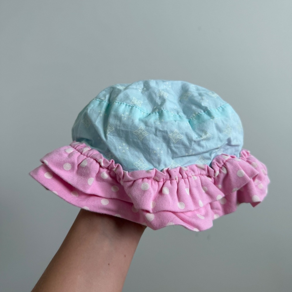 Matilda Jane Reversible Pink and Blue Print Ruffled Hat